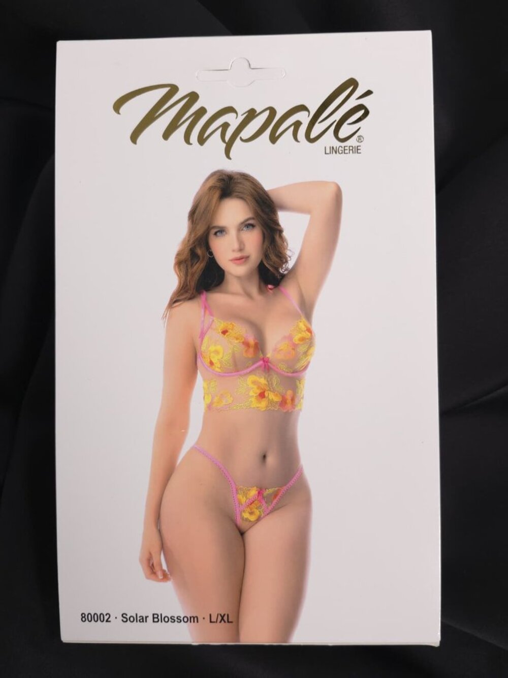 Mapalé Solar Blossom Floral Embroidered 2 Piece Lingerie Bralette Thong L/XL